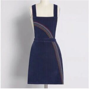 ModCloth Rainbow With Me Corduroy Overall Jumper Skirt Dress